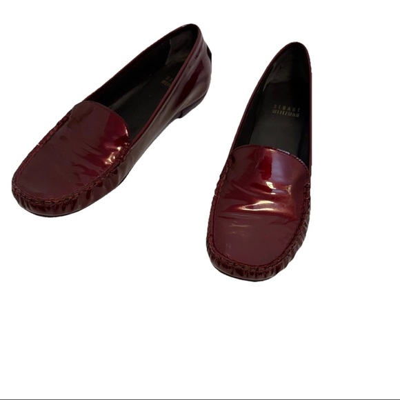 Stuart Weitzman Burgundy Patent Leather Driving Loafers Made in Spain Women’s 7